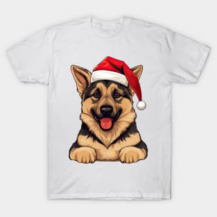 Christmas Peeking German Shepherd Dog T-Shirt